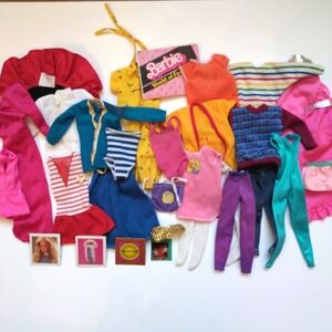 Vtg 80s Mattel Barbie & Ken Doll Clothing Lot - Dresses, Skirts, Shirts, Extras